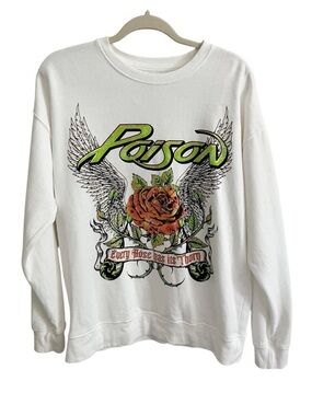 POISON Sweatshirt “Every Rose Has Its Thorn” by Goodie Two Sleeves Size XS